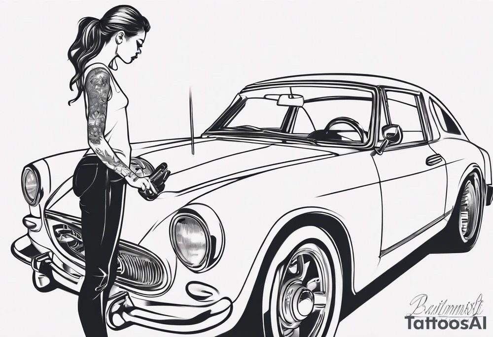 Girl working on a car tattoo idea