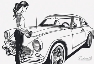 Girl working on a car tattoo idea