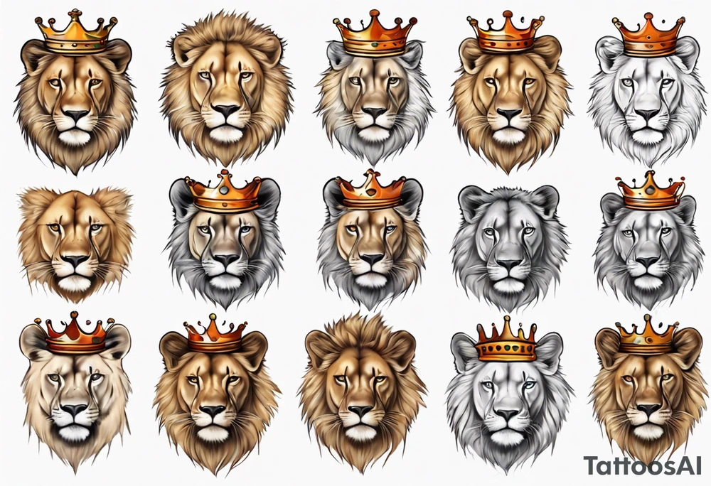 lioness with a crown tattoo idea