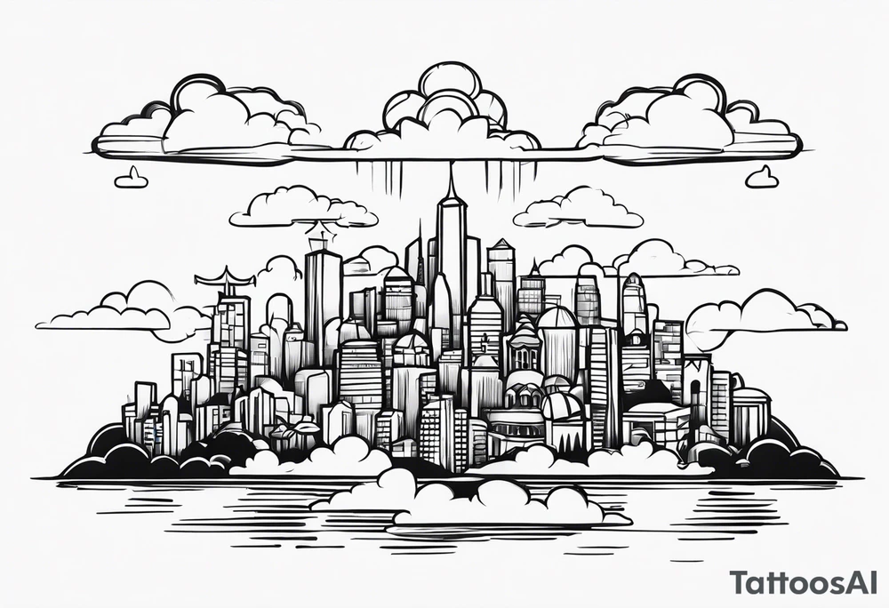 cloud town tattoo idea