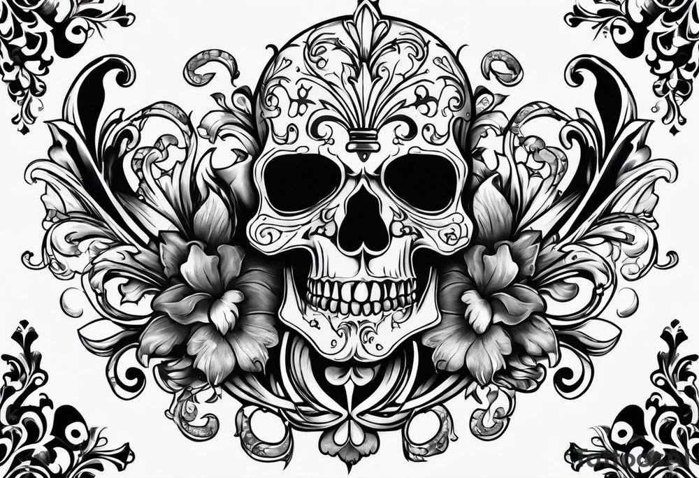Fleur de lis with skulls tattoo idea