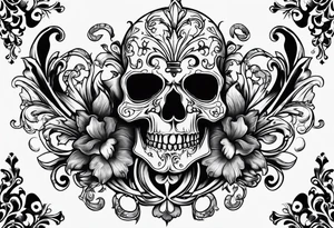 Fleur de lis with skulls tattoo idea