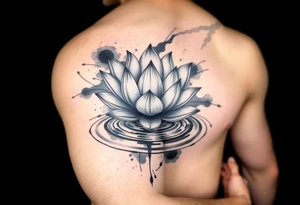 serene lotus flower emerging from sacred waters with ripples tattoo idea