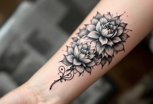 Lioness and lotus flower tattoo idea