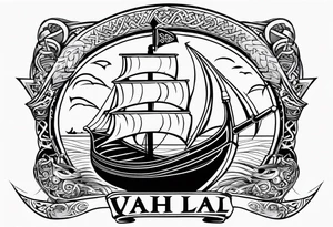 Valhalla sword shield viking ship tattoo idea