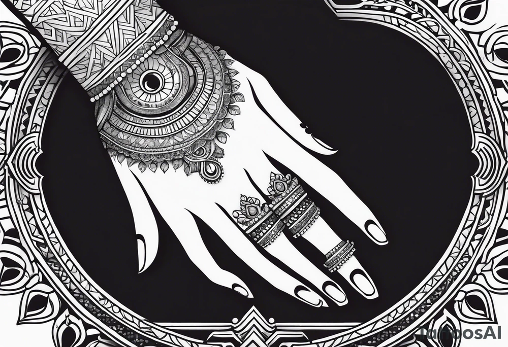 The hand of hindu goddess laxmi tattoo idea