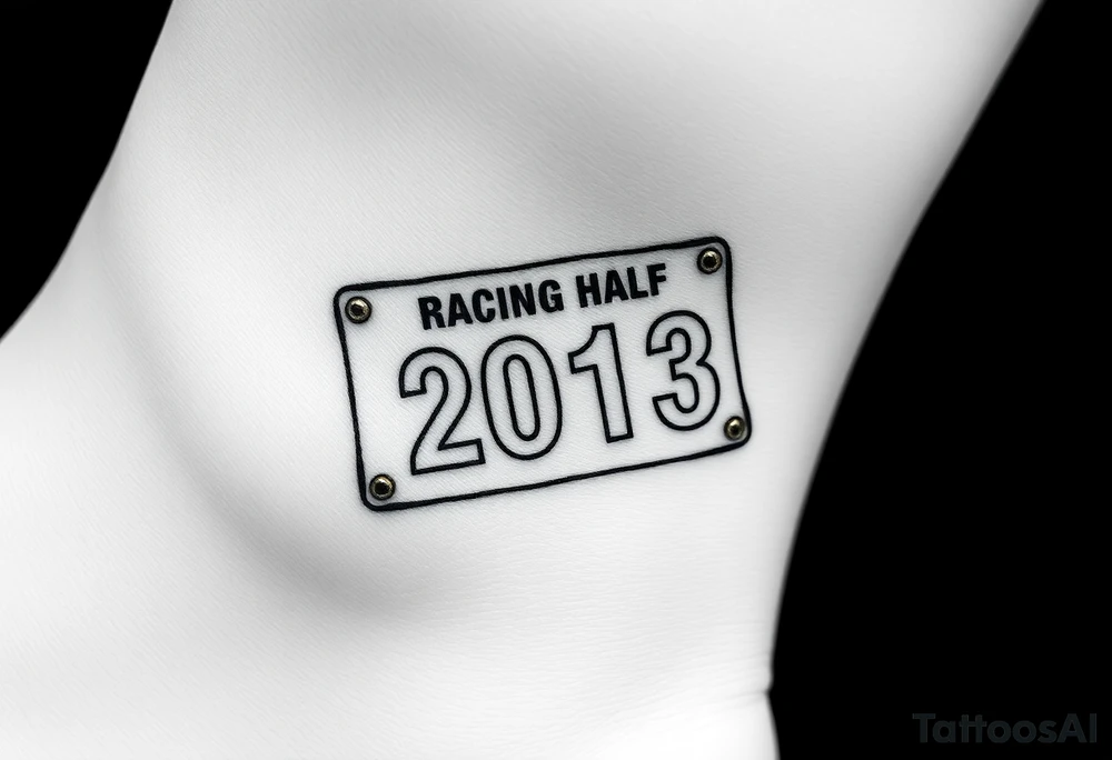 Racing half marathon bib 2013 purple and gold running safety pins piercing the skin running tattoo idea