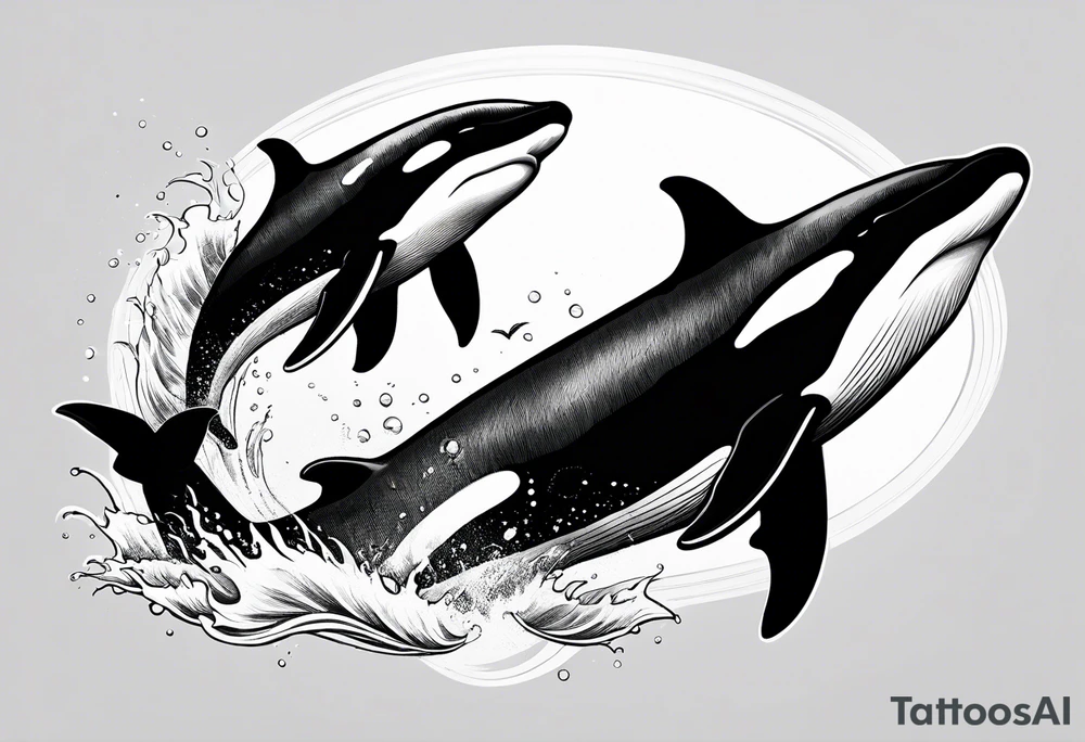 Killer whale that looks like it just won a fight with a shark tattoo idea