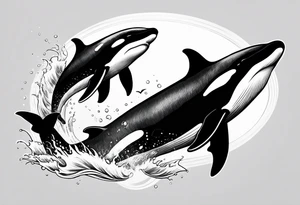 Killer whale that looks like it just won a fight with a shark tattoo idea