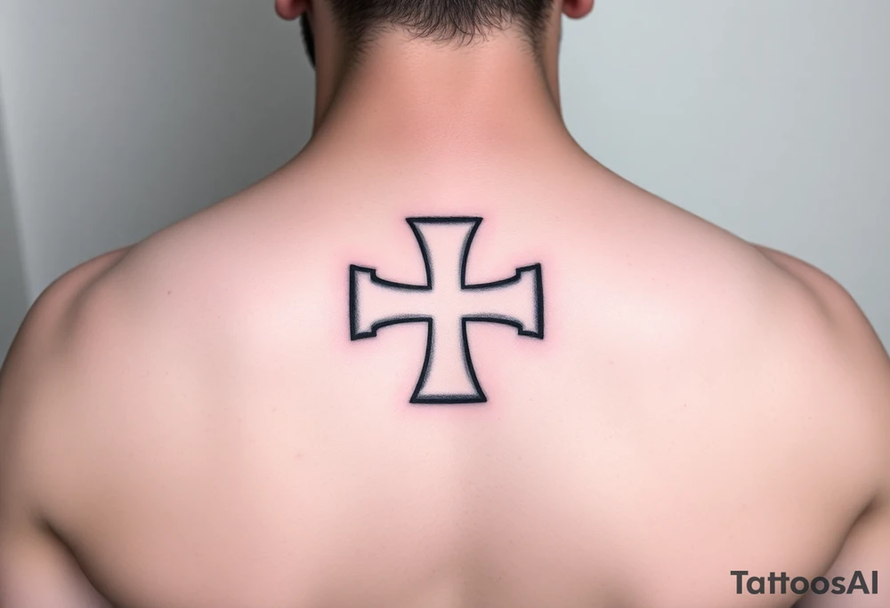 Maltese cross minimalist black-and-gray with subtle shading, giving it a clean and modern aesthetic tattoo idea