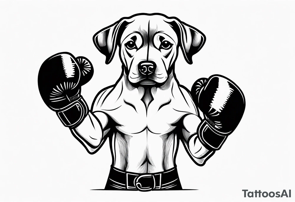 Dog wearing boxing gloves tattoo idea