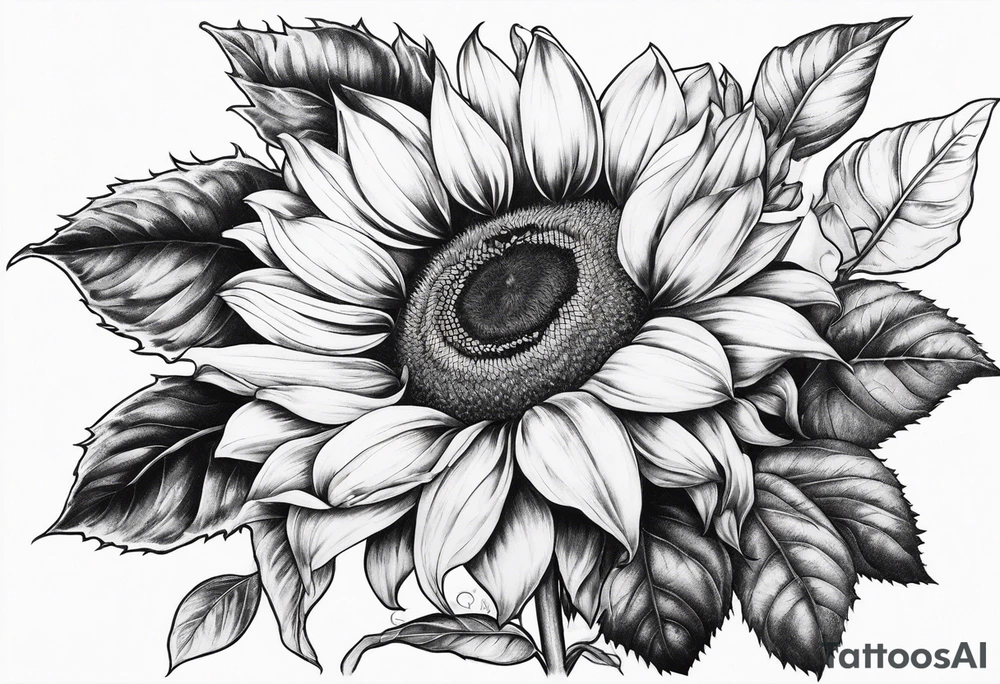 Sunflower, rose flower tattoo idea