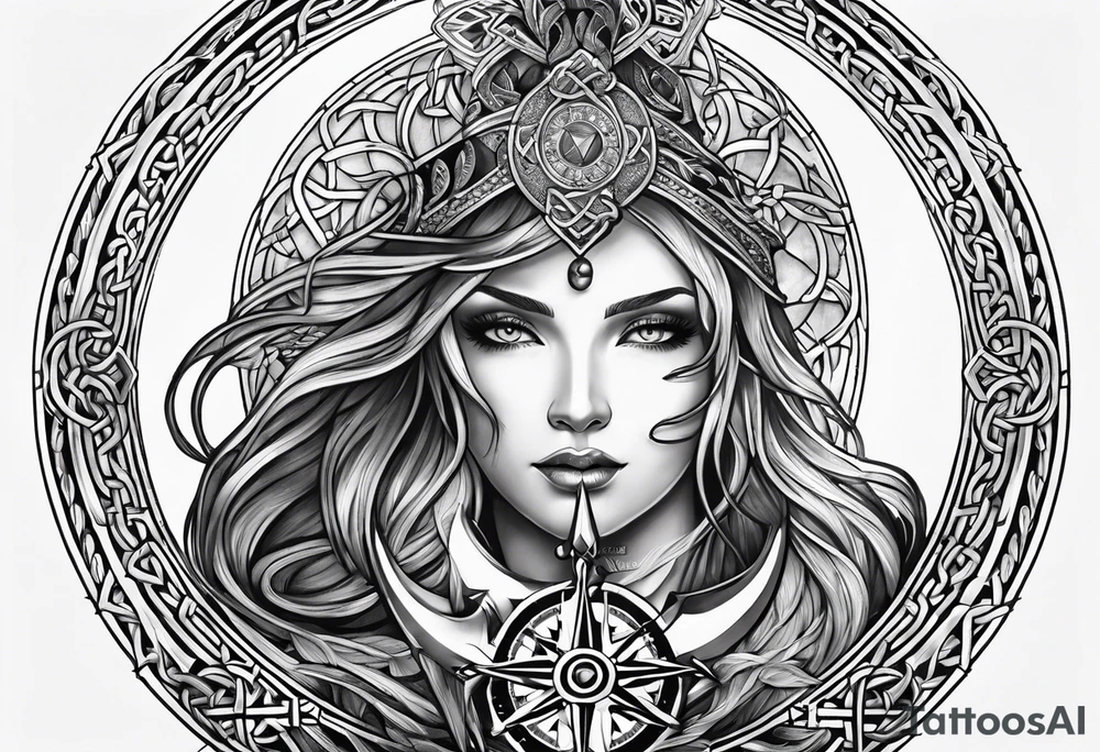 Celtic, forearm, half sleeve, anchor, compass tattoo idea