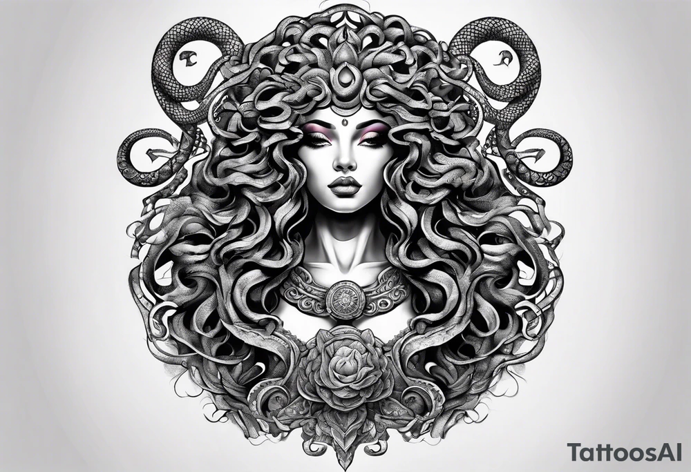 beautiful but mysterious medusa with the serpants clearly showing tattoo idea