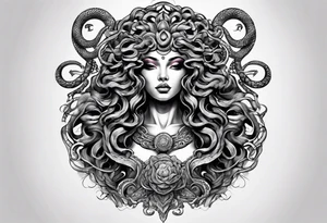 beautiful but mysterious medusa with the serpants clearly showing tattoo idea