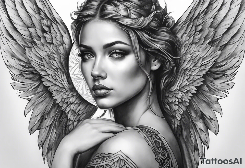 Dark realism angel tattoo tattoo idea