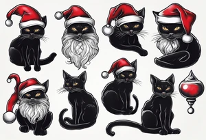 a black cat wearing a santa hat tattoo idea