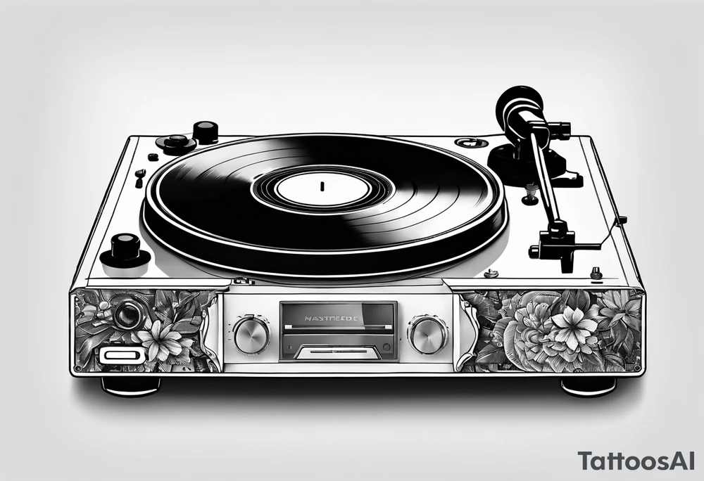 Recordplayer minimalistic in 2D tattoo idea