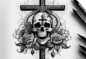 show a dead serpent, and dead scorpion both crushed by a crucifix/cross tattoo idea