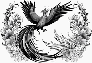 asian elegant phoenix
with a long neck, with no wings, graceful tattoo idea