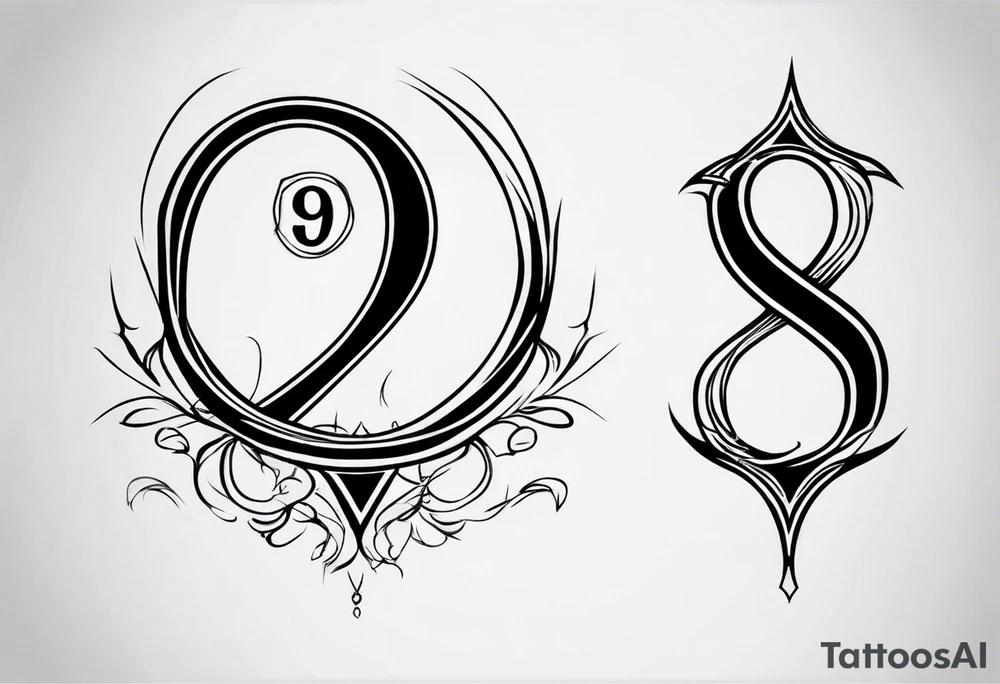 number 9 upside down and right side up connected in the middle. Tall and thin tattoo idea