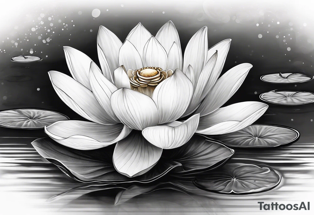 a solitary lotus flower in a watery landscape tattoo idea