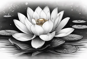 a solitary lotus flower in a watery landscape tattoo idea