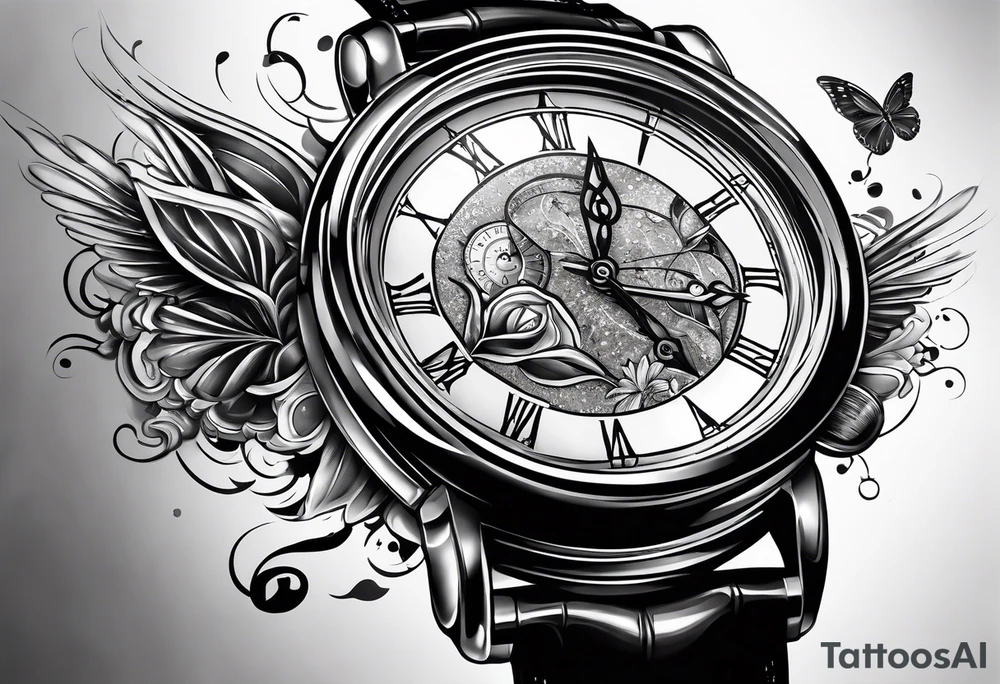 making time count. Broken wristwatch sand flying around hourglass tattoo idea making time count. Broken wristwatch sand flying around hourglass tattoo idea