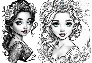 girl toddler made into a disney princess tattoo idea