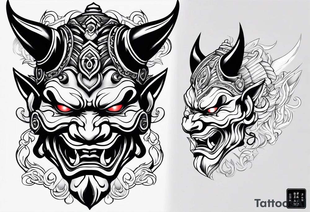 Oni mask tattoo idea