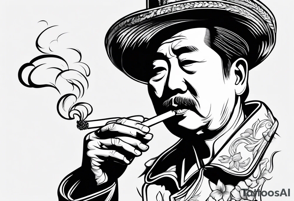 Mao Zedong smoking cigarette tattoo idea