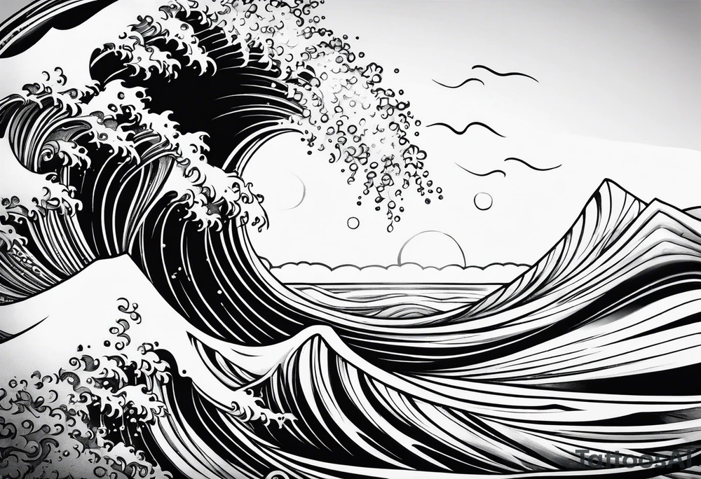 Sun and waves tattoo idea
