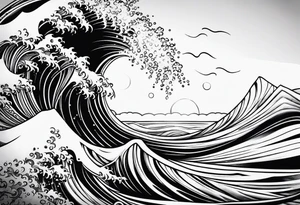 Sun and waves tattoo idea