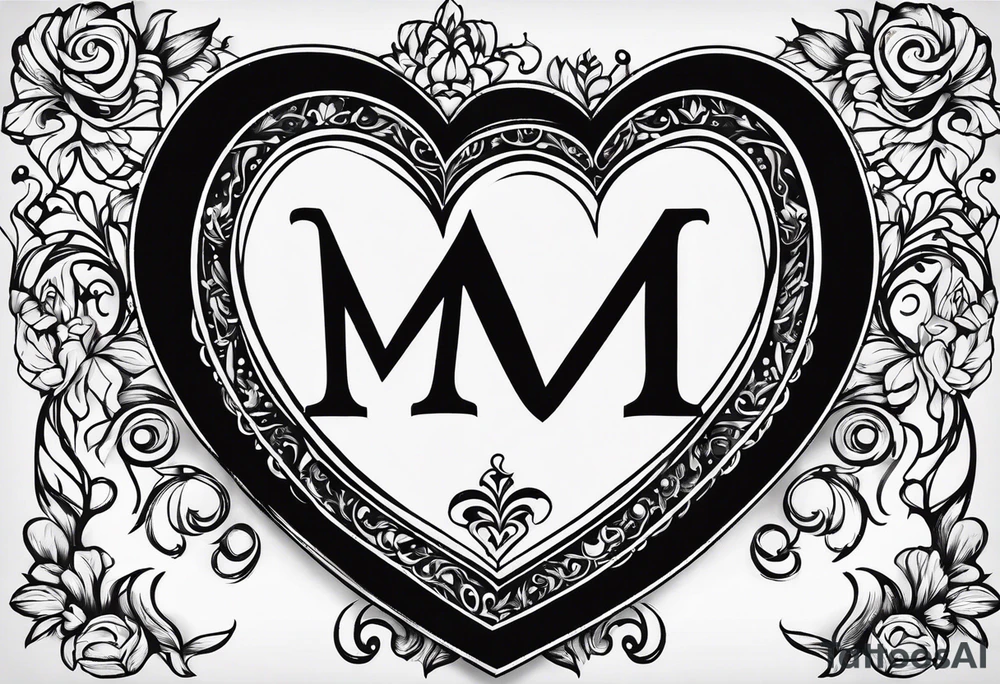 Simple Heart with the letters M&S inside tattoo idea