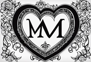 Simple Heart with the letters M&S inside tattoo idea