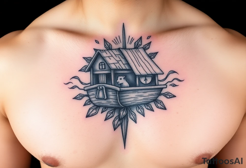 Samoan noah’s ark tattoo chest piece tattoo idea