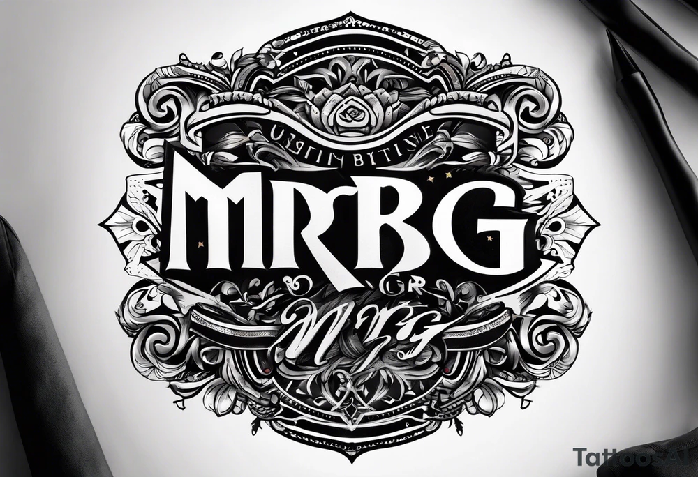 logo-type tattoo word "MRBG" tattoo idea
