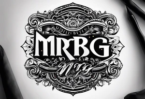 logo-type tattoo word "MRBG" tattoo idea