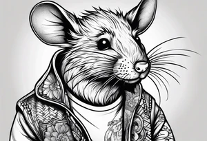 Unhinged rat in unpredictable situations tattoo idea