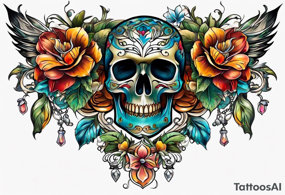 Flower chest piece tattoo idea