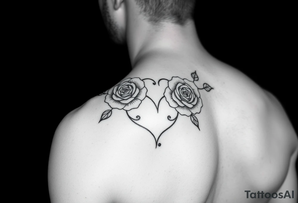 filigree roses hearts tattoo idea