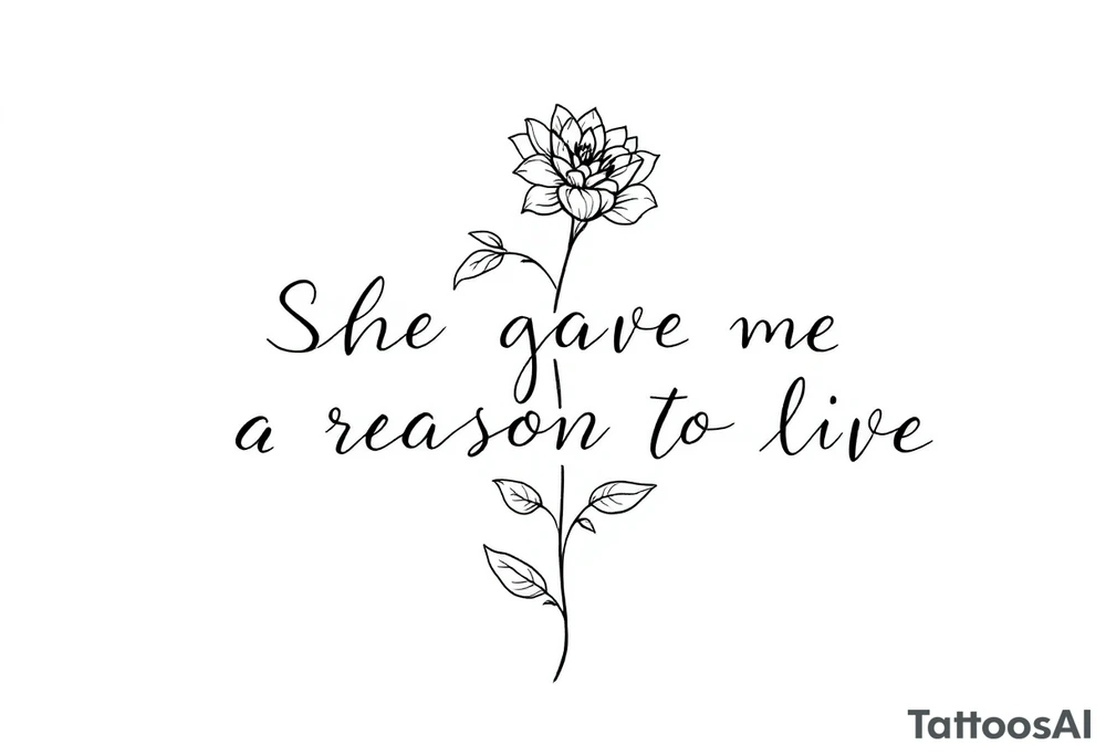 "She gave me a reason to live"  as the stem blooming into a flower tattoo idea
