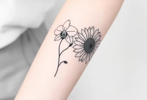Orchid and sunflower tattoo idea