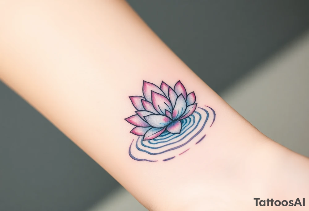 serene lotus flower emerging from sacred waters with ripples tattoo idea