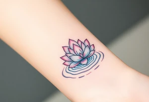 serene lotus flower emerging from sacred waters with ripples tattoo idea