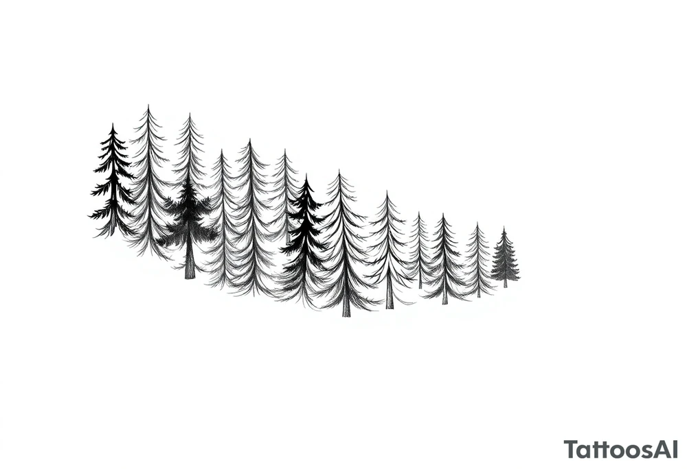 Coniferous forest tattoo sleeve black and gray tattoo idea