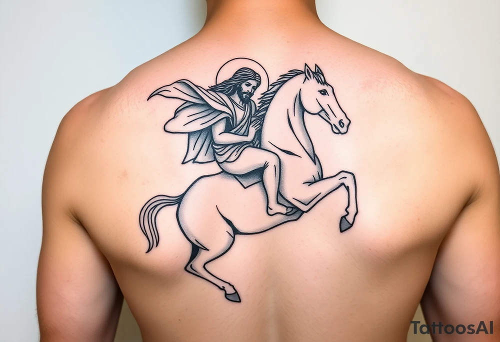 dynamic jesus as rider on the white horse tattoo idea