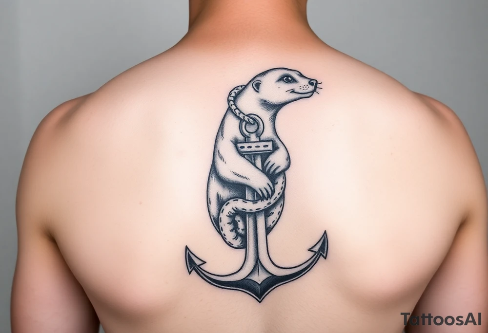 Weasel wrapped on anchor tattoo idea