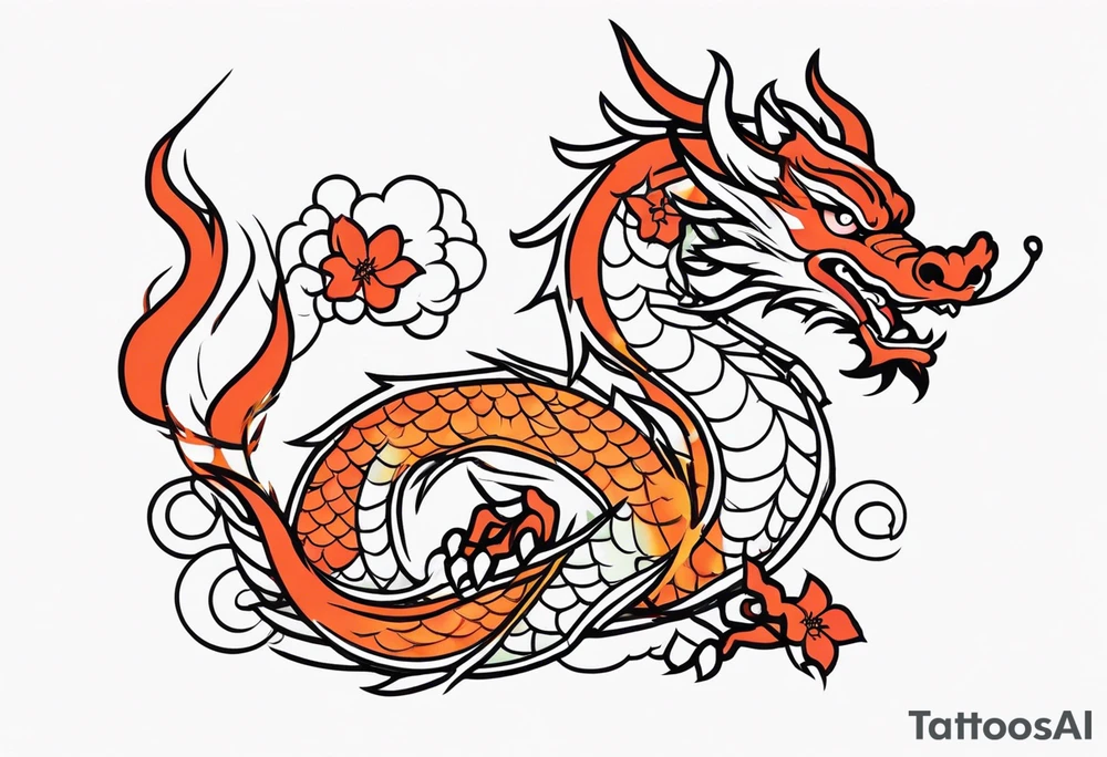 japanese dragon cute tattoo idea