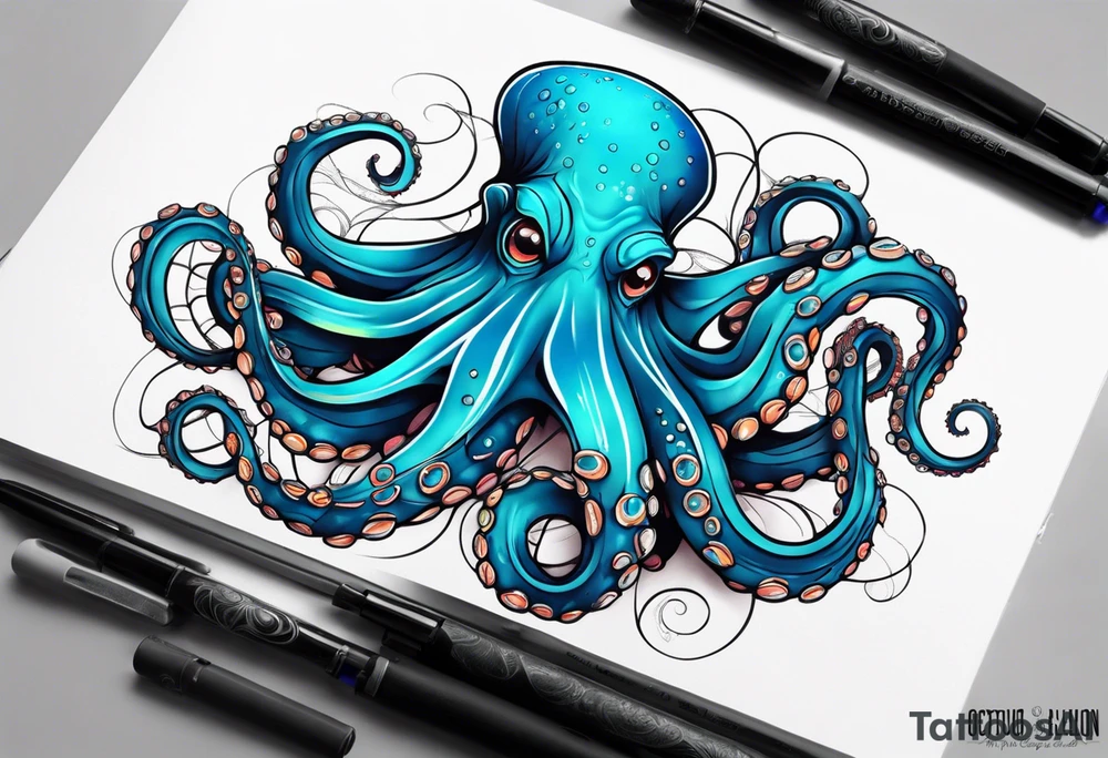 octopus with neon Blue suckers tattoo tattoo idea